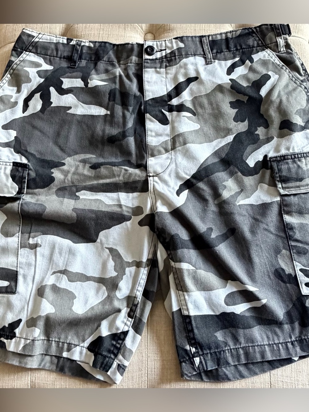 Men's Grey Camo Cargo Shorts Camouflage Cargo Shorts White Gray Black